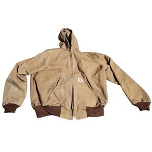 VTG Carhartt JR106 J03BRN Hooded Active Jacket LG Canvas Thermal Lined